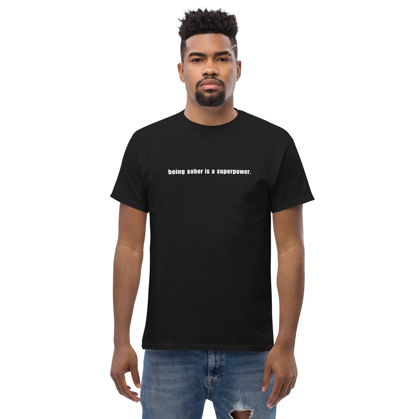 Being Sober is a Superpower - Black T-Shirt